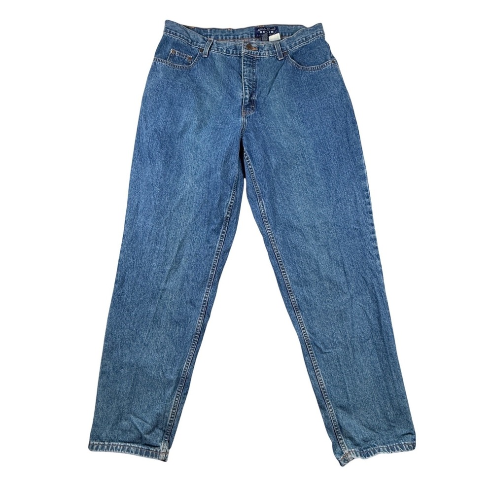 Eddie Bauer Denim Jeans Womens 18 Blue High Rise Relaxed Tapered 100% Cotton